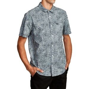 RVCA Oliver Floral Short Sleeve Button Up Shirt in Sage